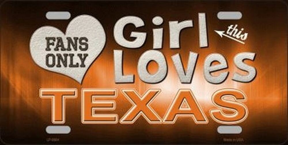This Girl Loves Her Texas Longhorns License Plate NCAA Metal Auto Sign Football